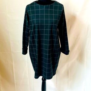 Zara checkered pattern long sleeve dress